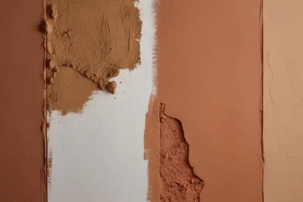 parede com vários erros na execução da pintura com barro