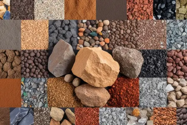 Várias amostras de tipos de solo e barro