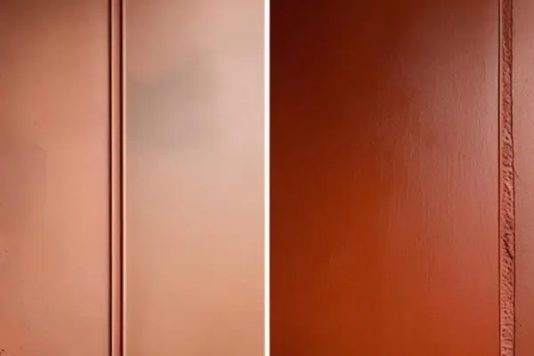 Dias paredes pintadas com barro, uma cuidada e retocada e a outra sem esse cuidado